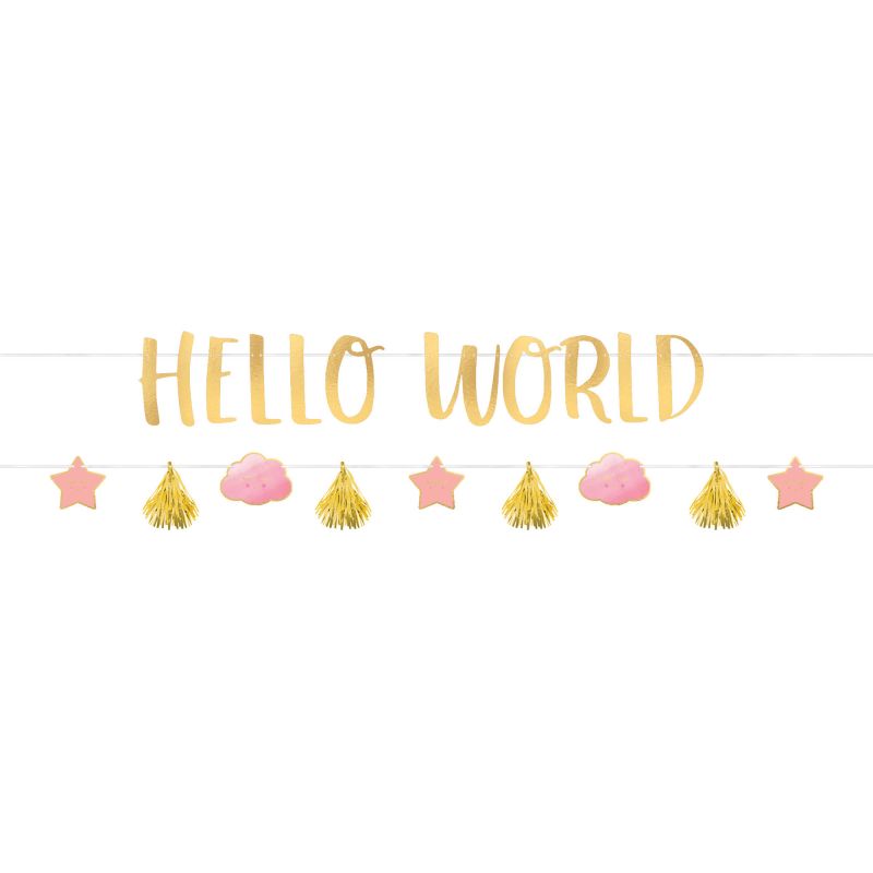 Oh Baby Girl Letter Banners Kit Hello World - (Pack of 2)