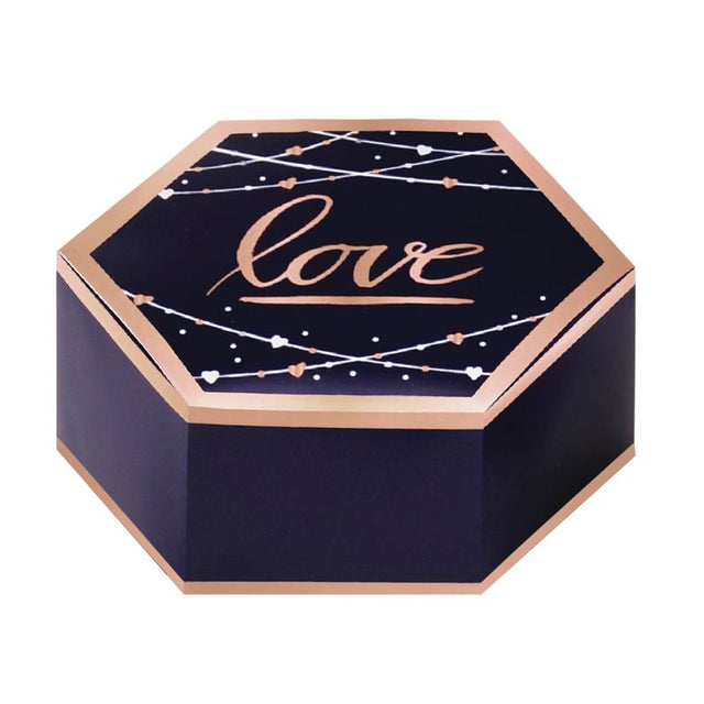 Navy favor boxes hot stamped, perfect for weddings, measuring 8cm x 3cm x 7cm, stylish and elegant for guest tokens.