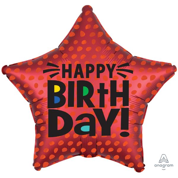 Vibrant 45cm star-shaped foil balloon with satin finish, perfect for adding elegance to birthday celebrations.