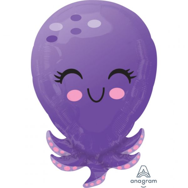 Vibrant 45cm XL Octopus Balloon for parties, made of durable foil, perfect for marine-themed celebrations.