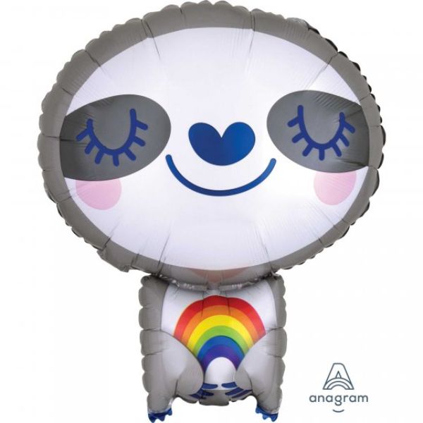 Adorable 45cm XL sloth balloon with rainbow accents, perfect for celebrations and vibrant decor.