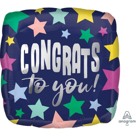 45cm navy foil balloon with shining stars, perfect for celebrations and expressing congratulations.