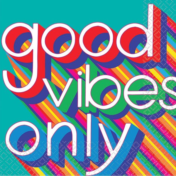 Good Vibes 70's Lunch Napkins (Pack of 16)