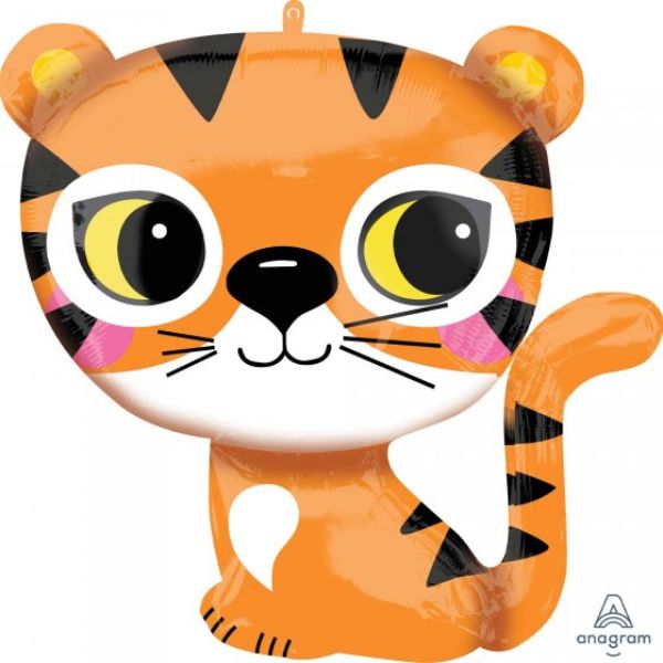 Vibrant 63cm SuperShape XL Tiger balloon, perfect for jungle-themed parties and celebrations, adding fun decor.