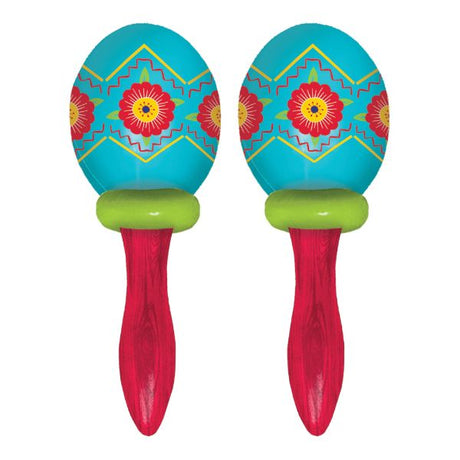 Vibrant 17cm plastic maracas in a pack of 2, perfect for festive celebrations and party decorations.