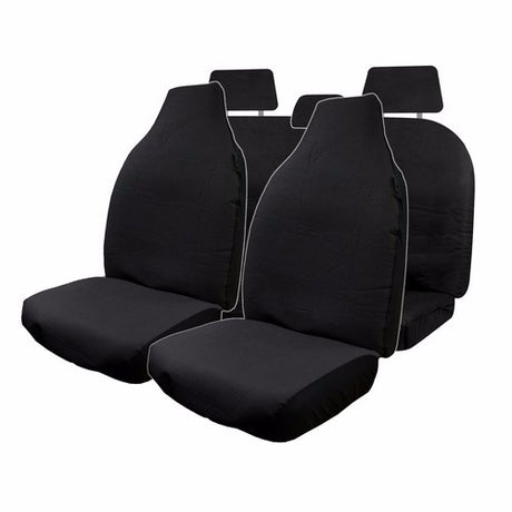 Canvas Black 4 Piece Seat Cover Pack by WILDCAT, durable and stylish, protects car seats while offering comfort and easy maintenance.