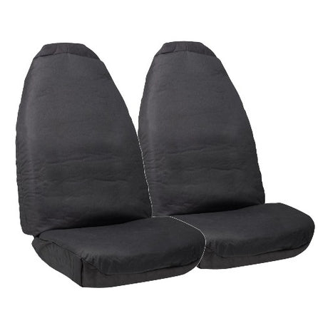 Durable Sperling Canvas front seat cover pair with foam backing, map pockets, and side airbag compatibility for comfortable protection.