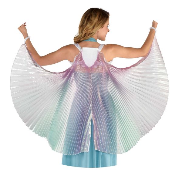 Wings Iridescent Fabric featuring a shimmering, color-shifting surface perfect for sewing, crafting, and fashion design.