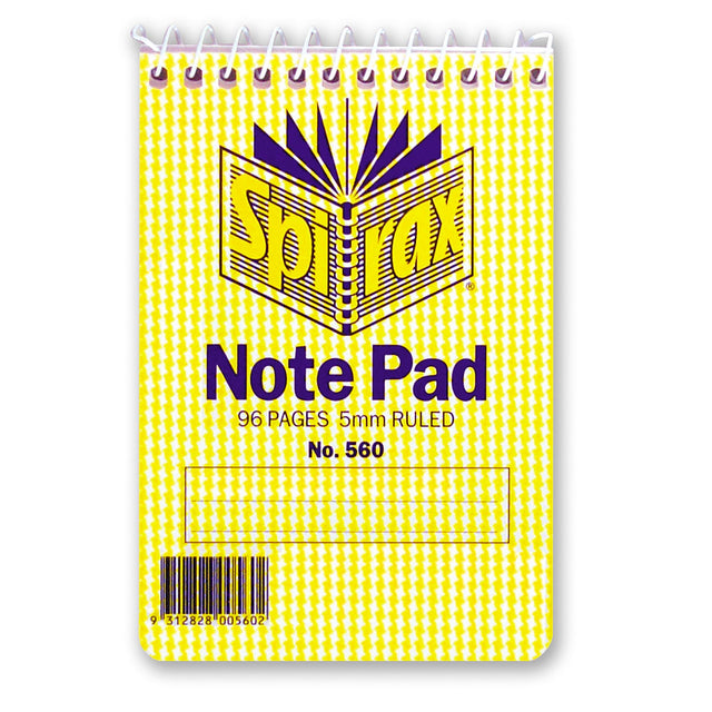 Compact Spirax 560 Notebook, 112x77mm with 96 pages of 5mm ruled lines for organized note-taking and portability.