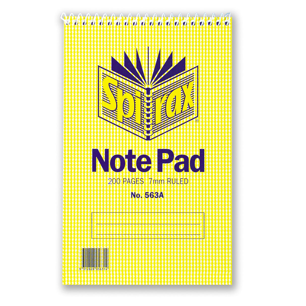 SPIRAX 563A top-opening notebook, 200x127mm, 200 pages, 8mm ruled lines, sturdy covers, ideal for notes and sketches. Pack of 10.