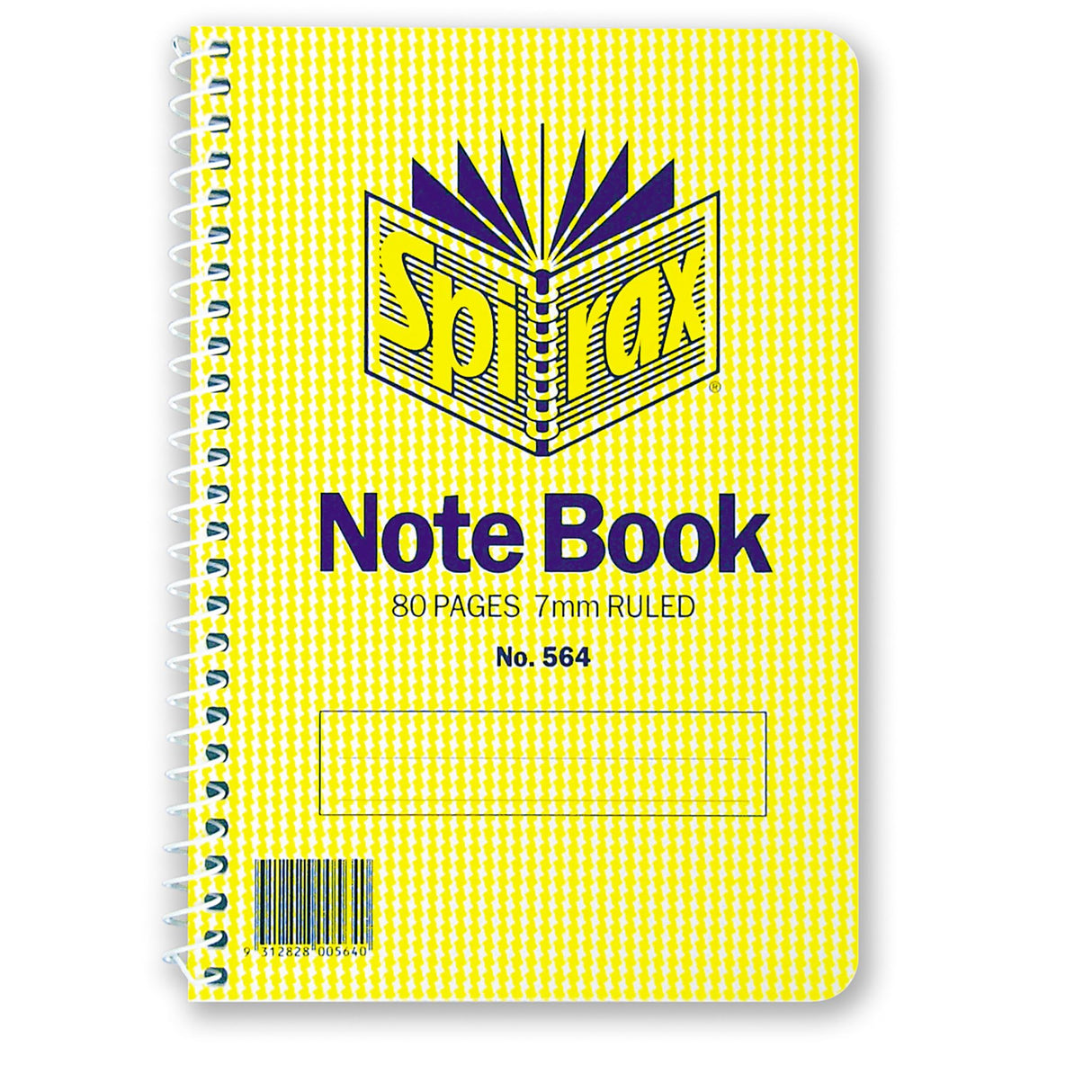 Spirax 564 Note Book: 80 pages, 167x114mm, side-opening, sturdy cover, 8mm ruled for organized writing.