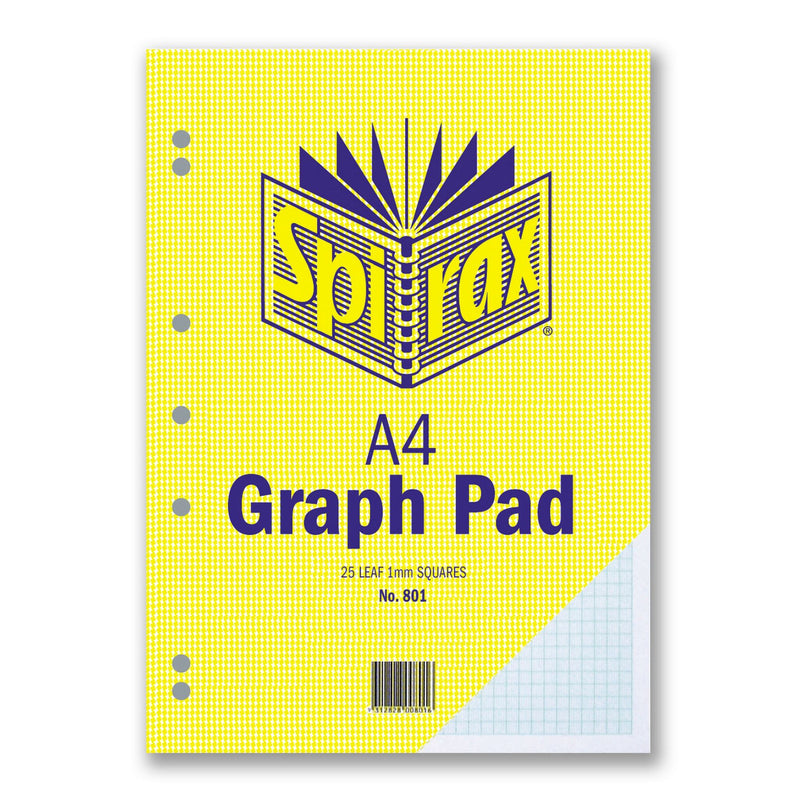 Spirax 801 Graph Pad 1mm A4 T/O 25 Leaf