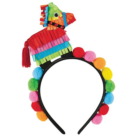 Vibrant Fiesta Pinata Deluxe Headband featuring colorful piñata embellishments, perfect for festive celebrations and events.