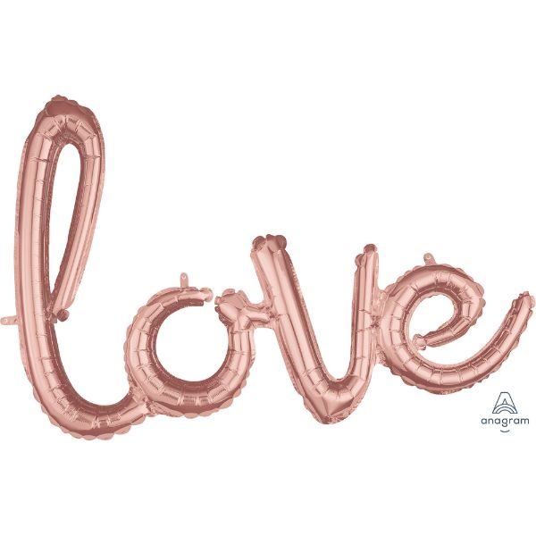 Elegant Rose Gold "Love" script decor, perfect for gifts and home decoration, celebrating affection and sophistication.