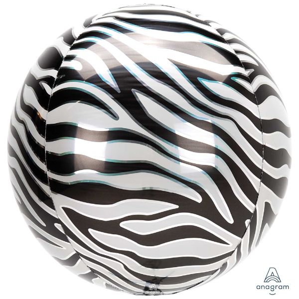 Orbz XL zebra print balloon, perfect for parties, featuring a bold design that adds wild elegance to any celebration.