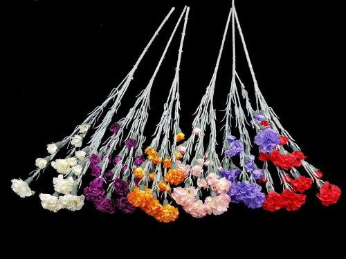 Lifelike Mini Red Carnation Spray stem, perfect for versatile floral arrangements and vibrant decor.