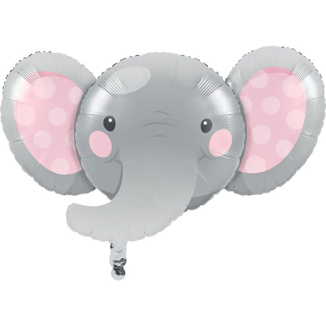 Whimsical elephant-shaped foil balloon, 53cm x 89cm, perfect for parties and celebrations, with vibrant colors and durable design.