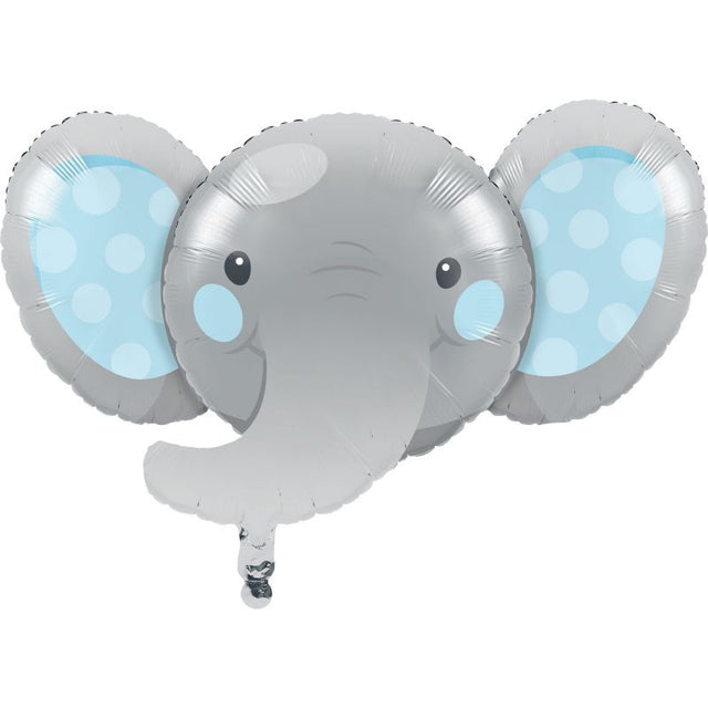 Enchanting elephant-shaped foil balloon, 53cm x 89cm, perfect for birthdays, baby showers, and gender reveals.