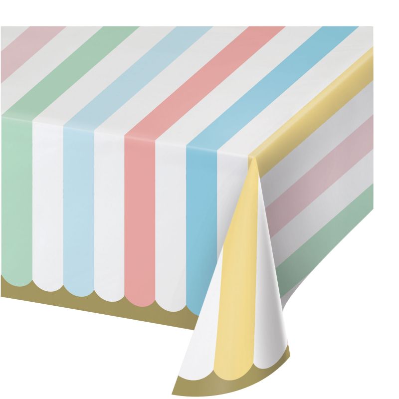 Pastel Celebrations Tablecover, 137cm x 259cm, vibrant hues for stylish parties, perfect for any occasion.