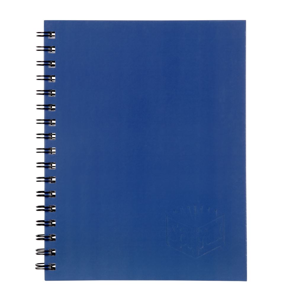 SPIRAX 511 Hard Cover Book in blue, 200 pages, durable spiral binding, ruled lines, includes 4-year calendar and date stamp.