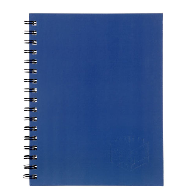 SPIRAX 511 Hard Cover Book in blue, 200 pages, durable spiral binding, ruled lines, includes 4-year calendar and date stamp.