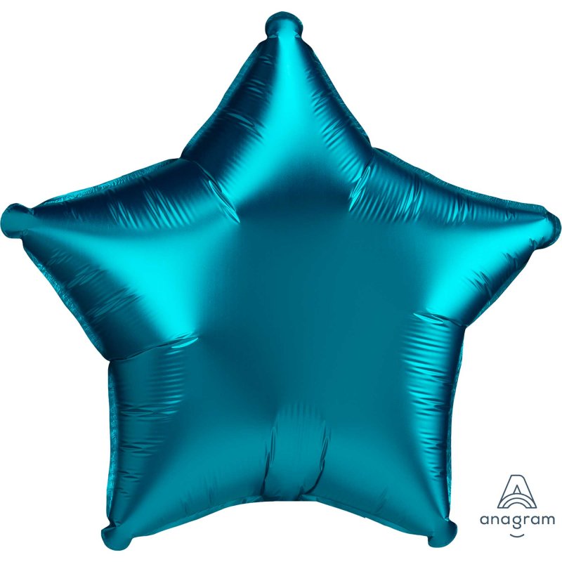 Large aqua star foil balloon (45cm) with satin finish, perfect for adding elegance to any celebration.