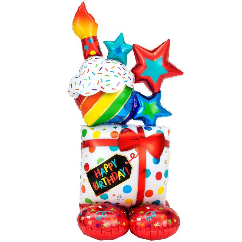 Foil Balloon - AirLoonz Happy Birthday Stacked Icons (139cm)