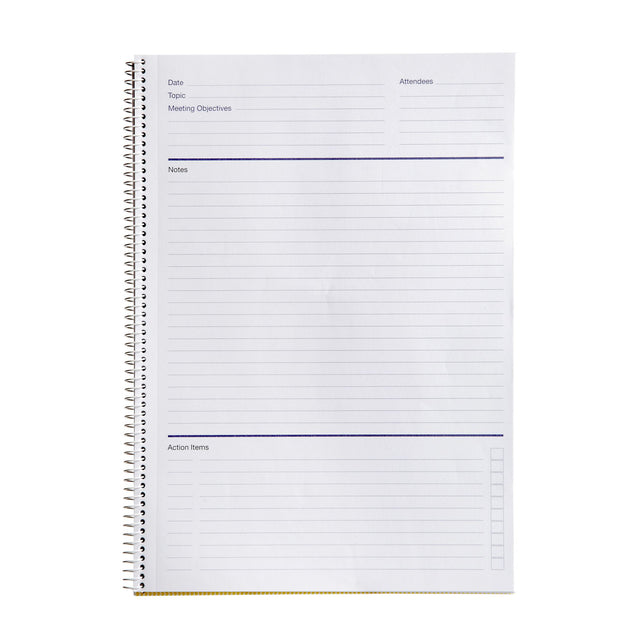 Spirax 705 Meeting Book A4 with 140 templated perforated pages for effective note-taking and organization.