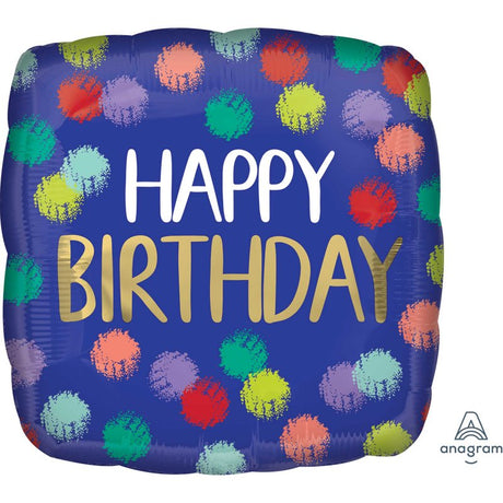 Vibrant 45cm self-sealing foil balloon with brushed design, perfect for adding elegance to birthday celebrations.