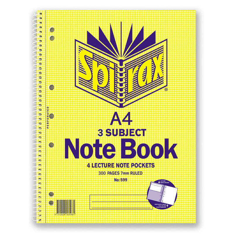 Spirax 599 3 Subject Notebook A4 300 Page
