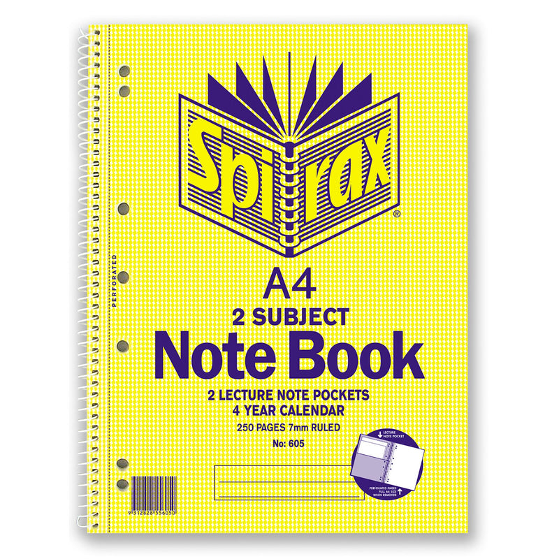 Spirax 605 2 Subject Notebook A4 250 Page