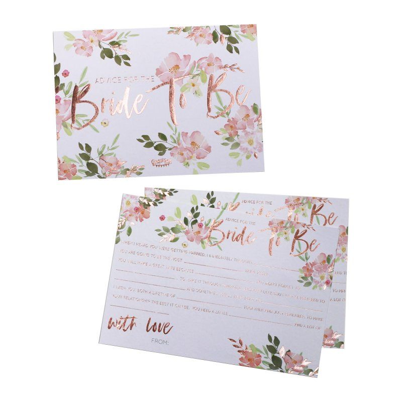 Floral hen party advice cards for the bride-to-be, 16cm, pack of 10, perfect for capturing heartfelt messages.