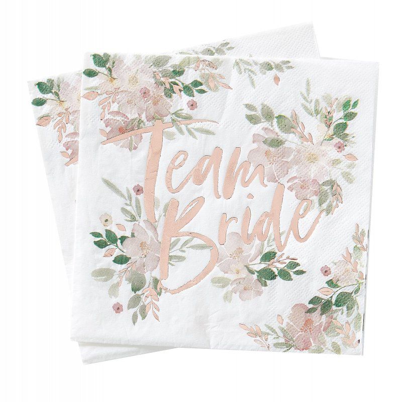 Floral Hen Party napkins in a pack of 16, measuring 16.5cm, perfect for adding elegance to bridal celebrations.