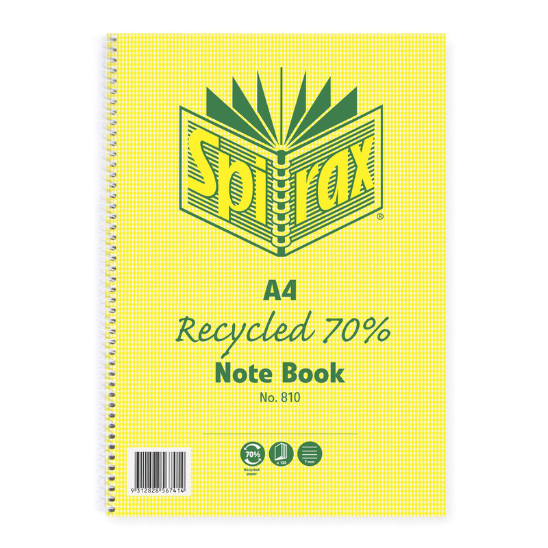 Spirax 810 Recycled Notebook A4 120 Page