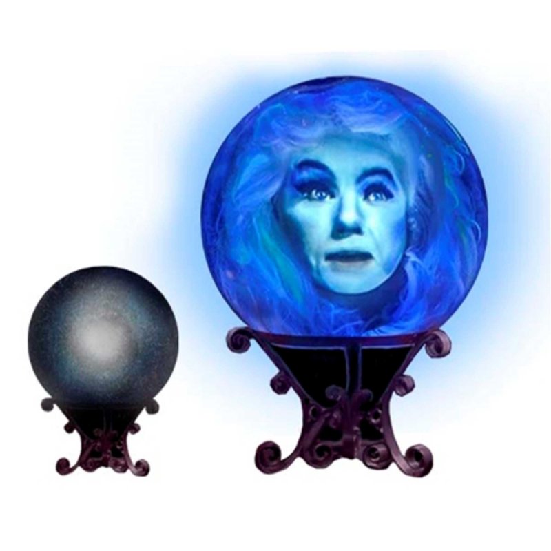 Haunted Mansion Madame Leota ball prop, 30cm, vibrant colors, lights up, talks, perfect for Halloween decor and Disney fans.