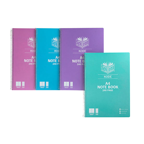 Sleek metallic cover A4 notebook with 240 high-quality pages and innovative KODE system for organized note-taking.