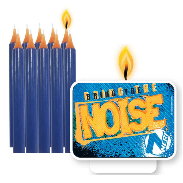 Colorful Candle Set - Nerf (Pack of 11) featuring eco-friendly wax, perfect for parties and celebrations with playful designs.