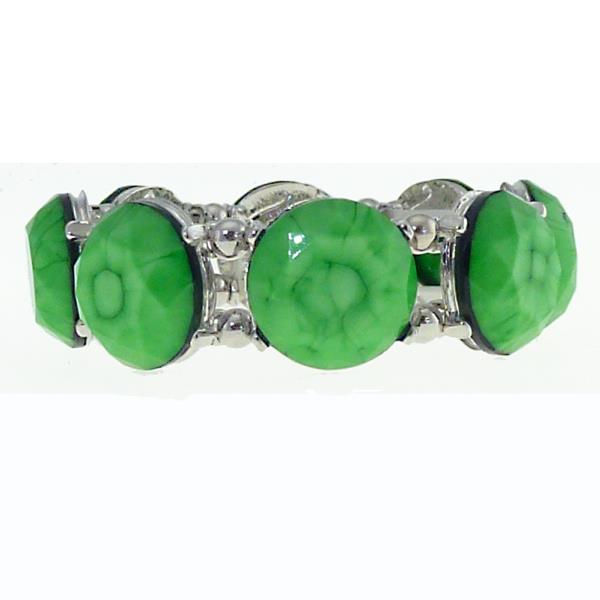 Light green elasticated round bracelet made of resin, perfect for adding elegance to any outfit.