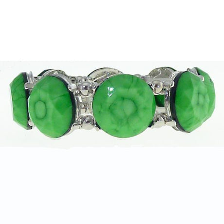 Light green elasticated round bracelet made of resin, perfect for adding elegance to any outfit.