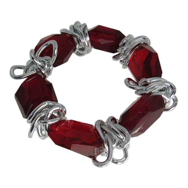 Stunning red stones bracelet with decorative chains, perfect for adding elegance to any outfit or occasion.