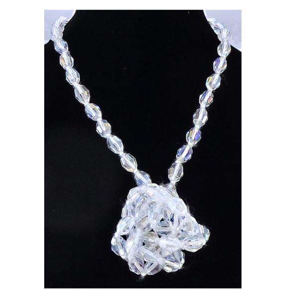 Elegant Clear AB Crystals Necklace on knotted thread, 80cm length, versatile for casual or formal occasions.