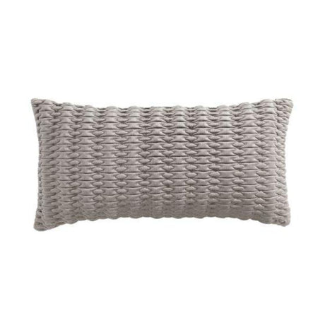 Long mink velvet cushion with raised stripe embroidery, 30 x 65cm, adding luxury and sophistication to home decor.