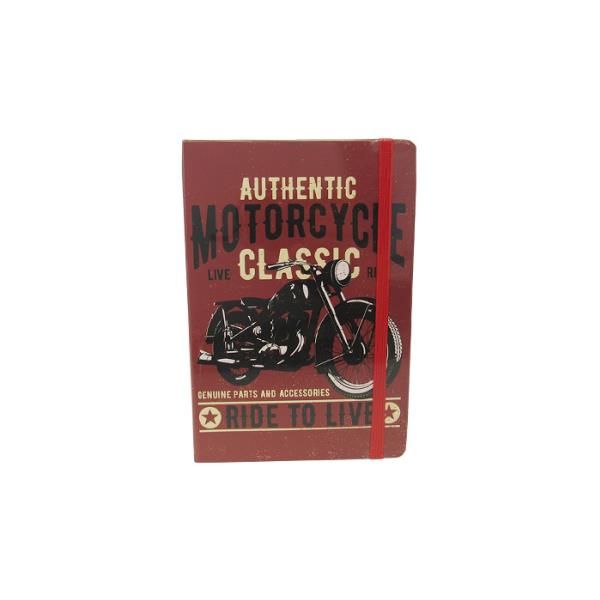 Small classic notebook with lined paper and elastic closure, designed for men's creativity and practicality.