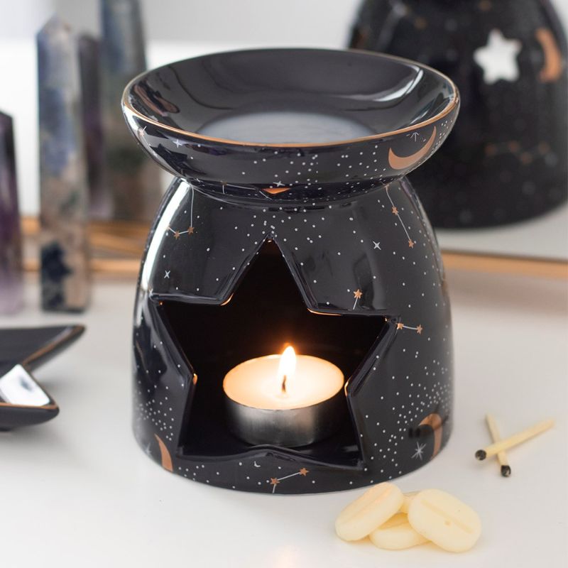 Purple Constellation Oil Burner in New Bone China featuring celestial design and gold accents, perfect for creating a serene ambiance.