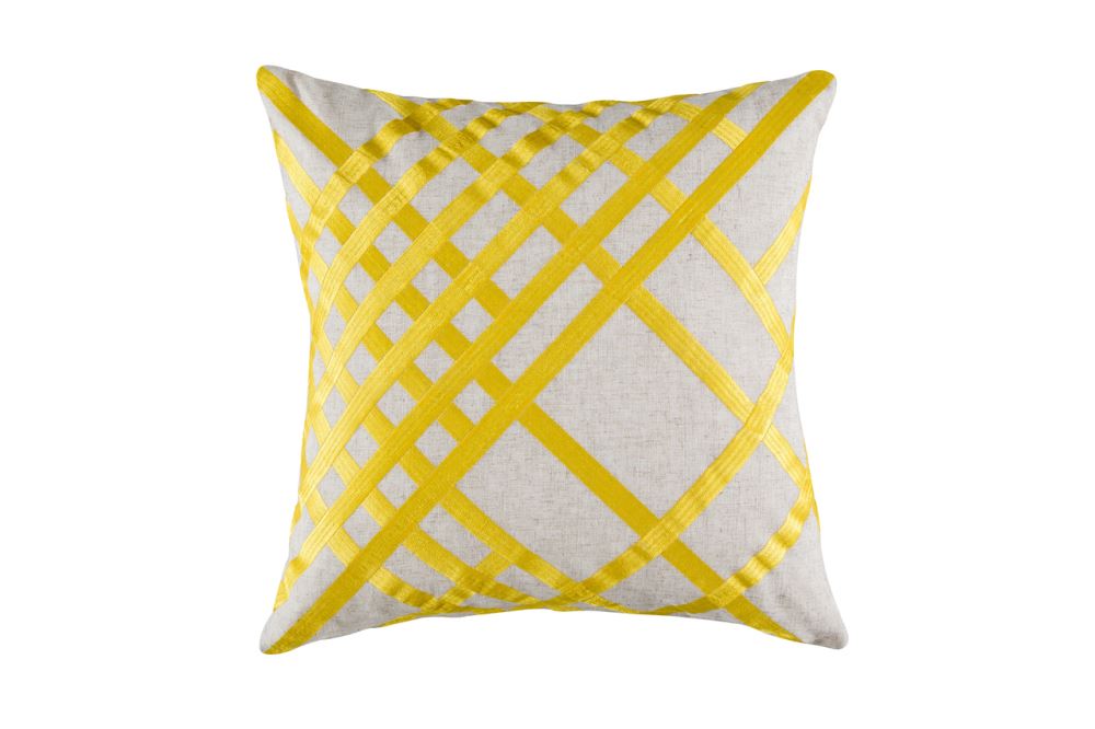 Bright yellow 50x50cm KAS Loko cushion adds style and character to bedding or couches.