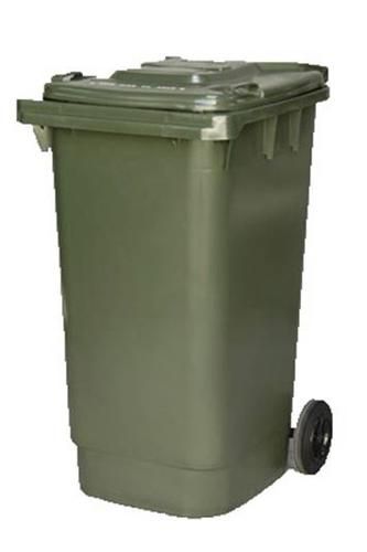 Red 120L wheelie bin by Smartfox NZ, designed for efficient waste collection with smooth-rolling wheels and durable construction.