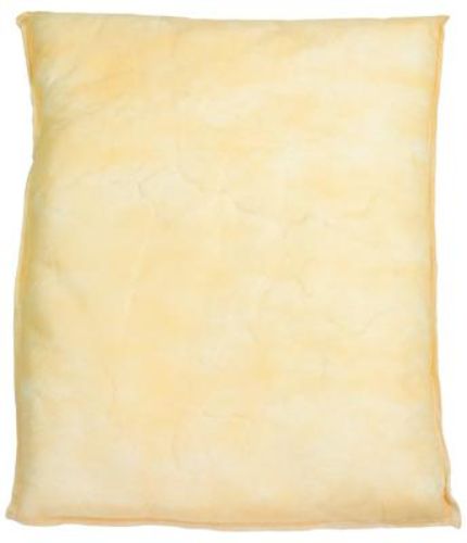 Prosafe Chemical Sorbent Pillows (45cm x 45cm) in yellow, absorbing up to 3.5L of various liquids for effective spill management.
