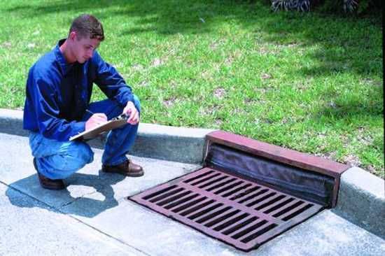 Ultra Drain Guard, 122cm x 91cm x 46cm, prevents flooding by filtering oil and debris from stormwater drains.