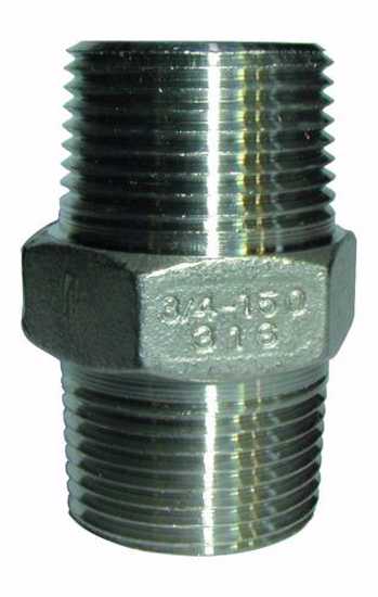 SS316 2" hexagon nipple fitting for BSP connections, showcasing durable construction for plumbing applications.