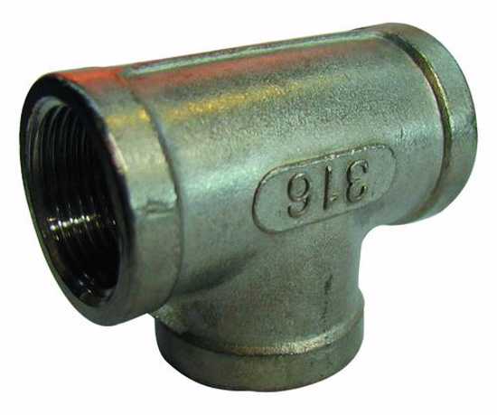Stainless Steel Equal Tee BSP-1 1/4" fitting for plumbing and industrial use, made of durable 316 stainless steel.